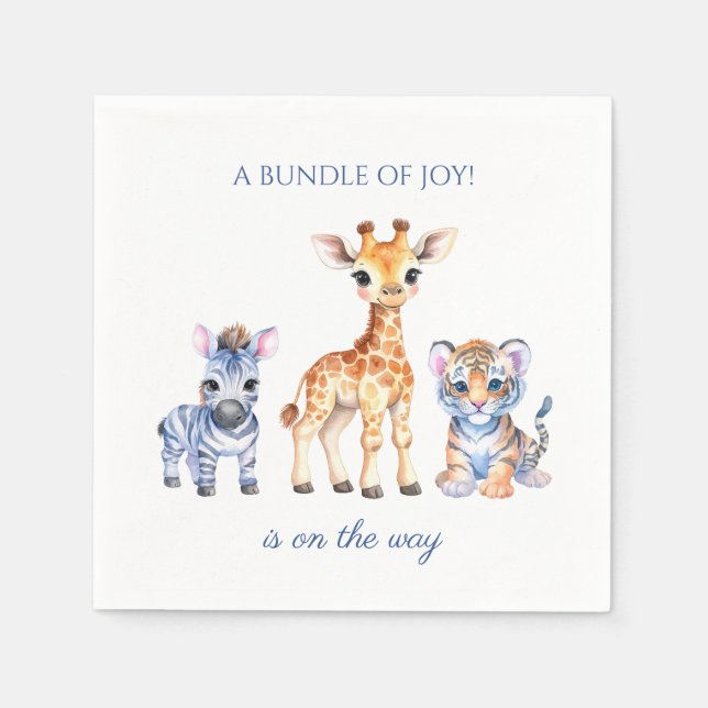 Baby Zebra Giraffe and Tiger Napkin (Front)
