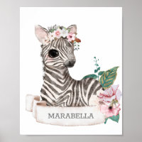 *~* Baby Zebra Name Nursery Girl Jungle Sweet