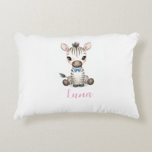 Baby Zebra Nursery Lumbar Pillow Custom Name