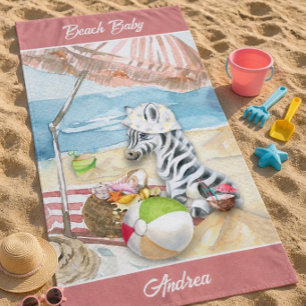 Baby Zebra Personalised Beach Blanket