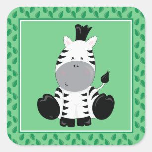 Baby Zebra Safari Animals Party Square Sticker