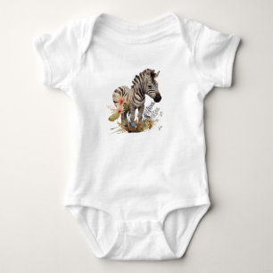 Baby Zebra with Lots of Flowers Bodysuit