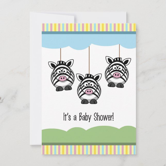 Baby Zebras Baby Shower Invitation (Back)