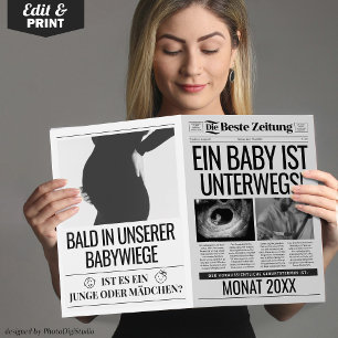 Baby Zeitung Schwangerschaft Verkünden in Deutsch Card