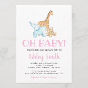 Baby zoo animal baby shower invitation