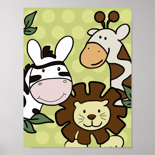 Baby Zoo GIRAFFE, LION & ZEBRA WALL ART (Front)
