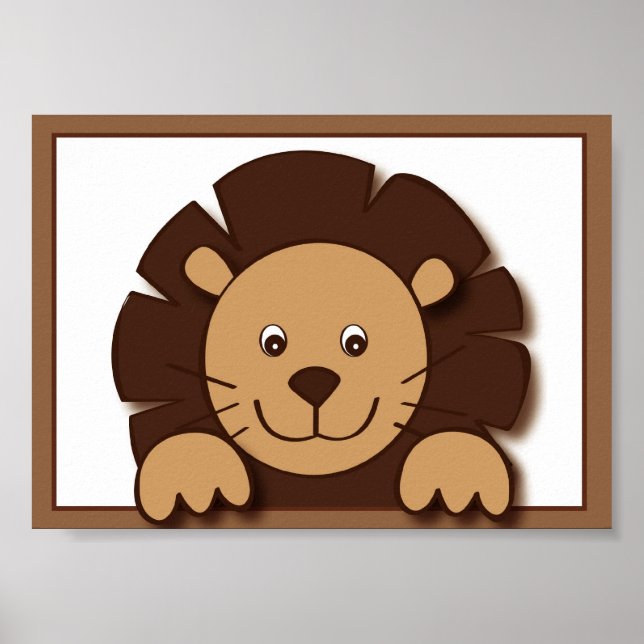 Baby Zoo Lion Jungle Animal Wall Art Print 5X7 (Front)