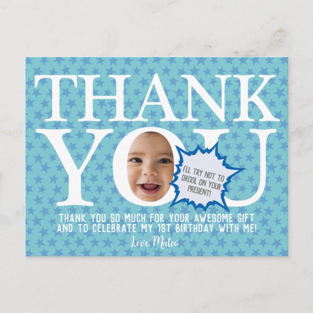 babyblue star | Funny Thank you card (Front)
