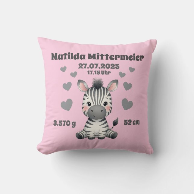 Babycushions for birth - Zebra - personalizable - Cushion (Front)