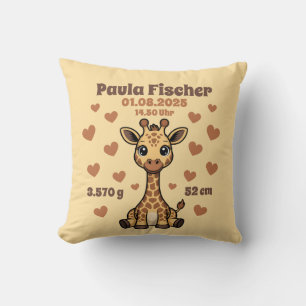 Babykissen zur Geburt - Giraffe - personalisierbar Cushion