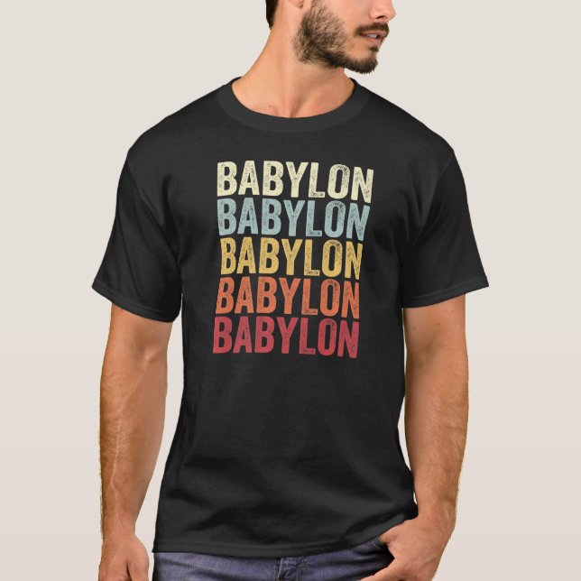 Babylon New York Babylon NY Retro Vintage Text   T-Shirt (Front)