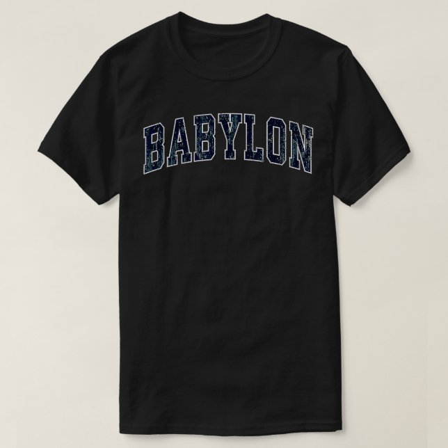 Babylon New York NY Vintage Sports Design Navy Des T-Shirt (Design Front)