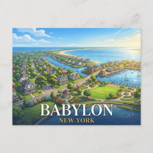 Babylon New York Travel   Coastal Village Postcard