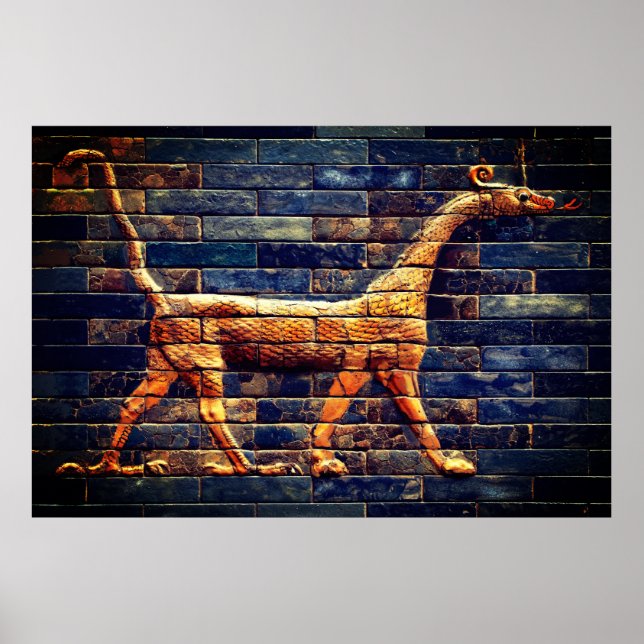 BABYLONIAN SNAKE DRAGONS Antique Assyrian Art  Poster (Front)