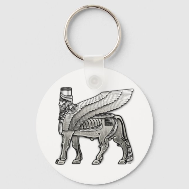 Babylonian Winged Bull Lamassu Key Ring (Front)