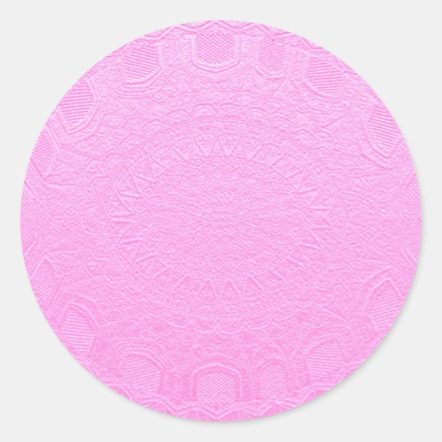 BabyPink Silken Silver Foil Embossed Classic Round Sticker (Front)