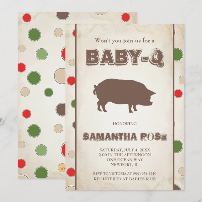BabyQ Baby Shower, BBQ Baby Q Invite (Front/Back)