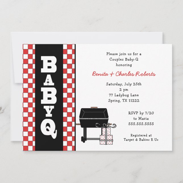 BaByQ Baby Shower Invite BBQ gender neutral baby q (Front)