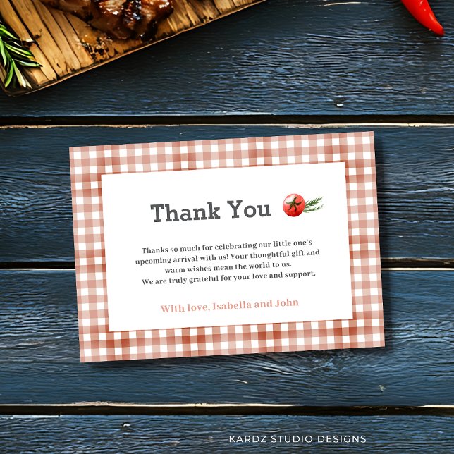 BabyQ BBQ Baby Shower Thank You Cards (Customize with your message or leave as is. Card shown in 3.5 x 5 inches. Choose your preferred size)