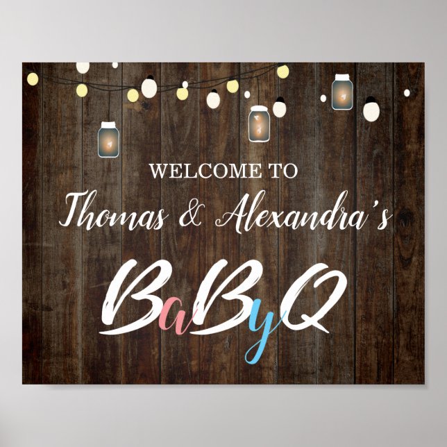 BabyQ BBQ Baby Shower Welcome Sign Wood (Front)