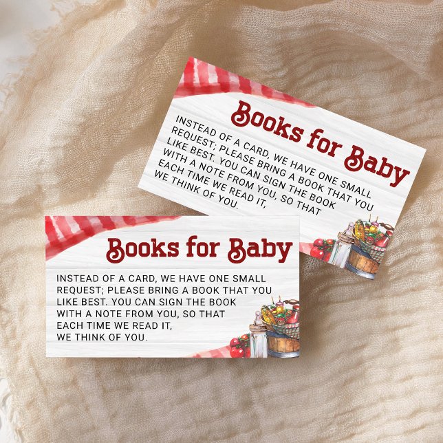BabyQ BBQ Book Request Rustic Baby Shower Enclosure Card (Creator Uploaded)
