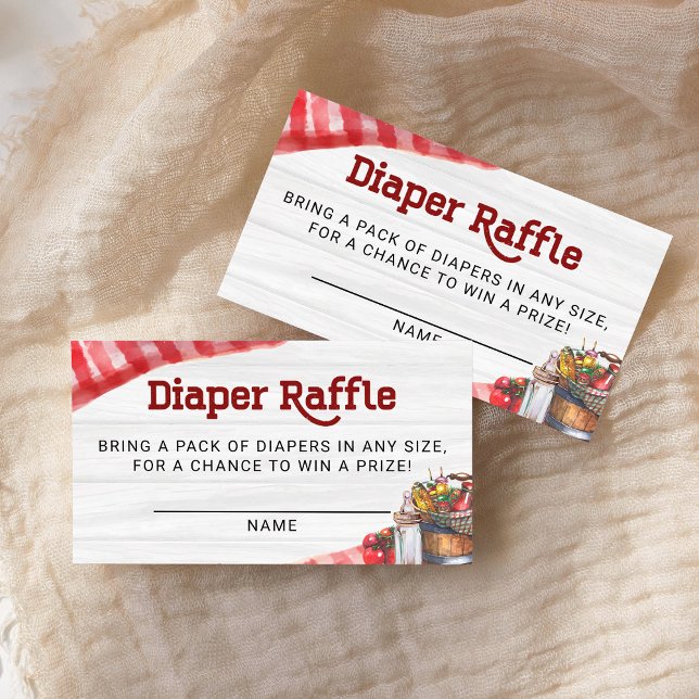 BabyQ BBQ Diaper Raffle Ticket Rustic Baby Shower Enclosure Card (Creator Uploaded)