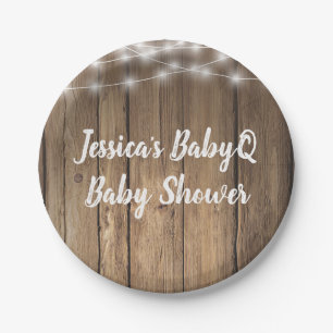 BabyQ BBQ Rustic Wood Barn Lights Shower Plates