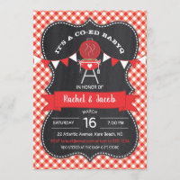 BABYQ Bun in Oven Red on Chalkboard Baby Shower