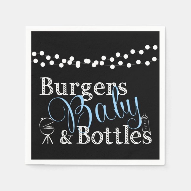 Babyq Burgers Baby Boy Shower Blue Picnic Cookout Napkin (Front)
