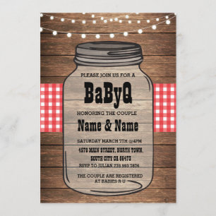 BaByQ Gender Reveal Baby Shower Red Check Invite