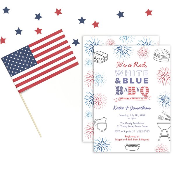 BabyQ Memorial Day Fireworks Couples Baby Shower Invitation (Creator Uploaded)