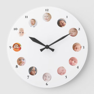 Baby's 12 custom photos personalized large clock