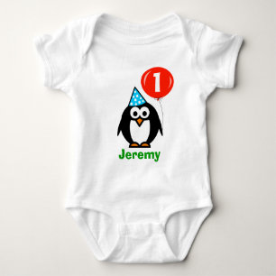 Baby's 1st Birthday creeper penguin and balloon