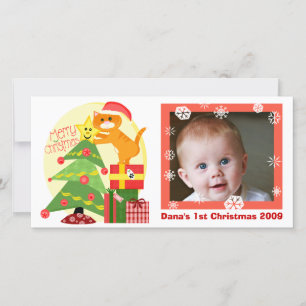 Baby's 1st Cat Lover Christmas Photo Card