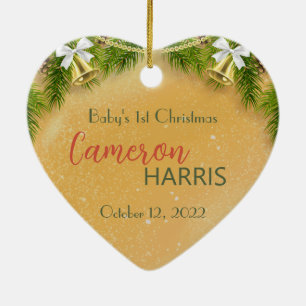 Baby's 1st Christmas Best Gift 2-sided Photo  Ceramic Tree Decoration