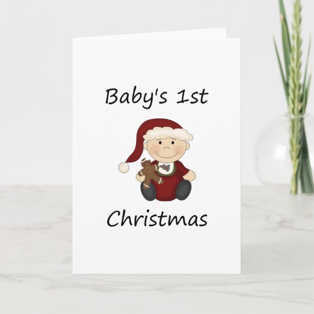 Baby's 1st Christmas (boy) Holiday Card (Front)