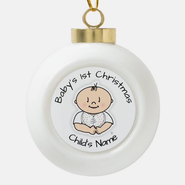 Baby's 1st Christmas Boy Ornament - Customisable (Front)