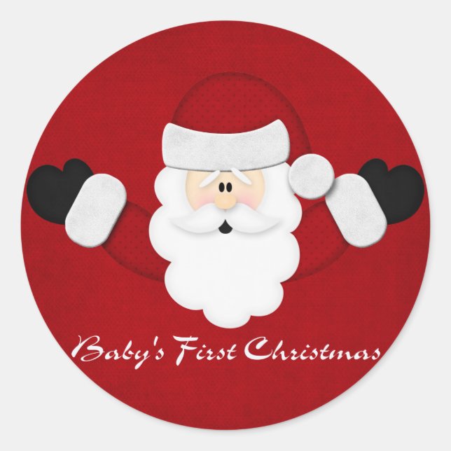 Babys 1st Christmas Classic Round Sticker (Front)