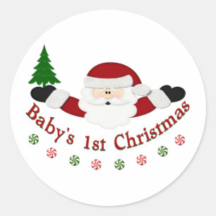 Babys 1st Christmas Classic Round Sticker