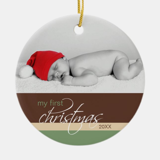 Baby's 1st Christmas Custom Ornament (cocoa) (Front)