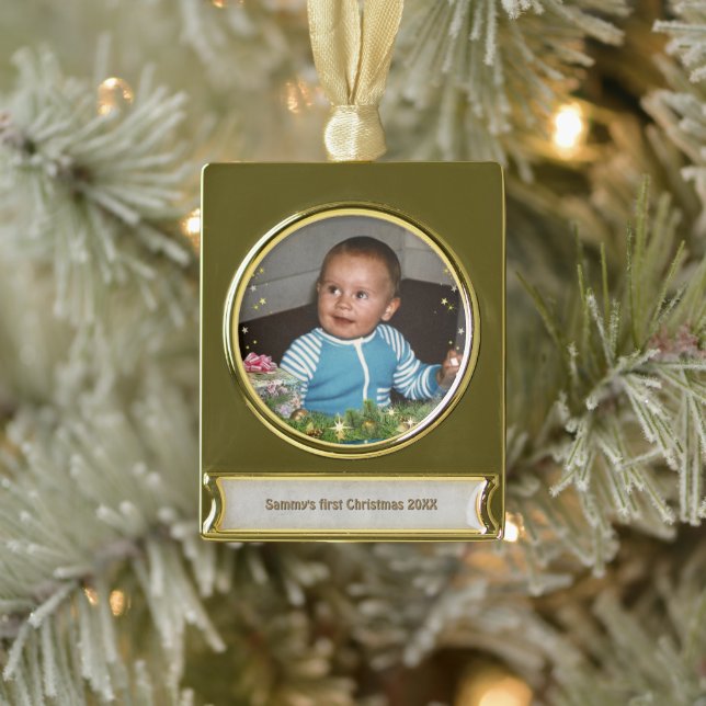 Baby's 1st Christmas (customisable) Metal Ornament (Tree)