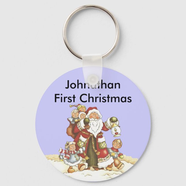 Baby's 1st Christmas Cute Santa Kids Key Ring (Front)