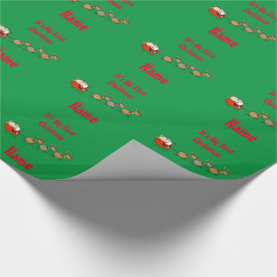 Babys 1st Christmas Funny Glossy Green Wrapping Paper