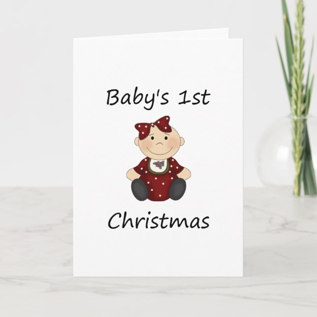 Baby's 1st Christmas (girl) Holiday Card (Front)