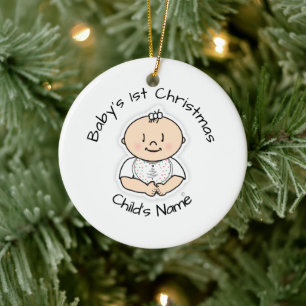 Baby's 1st Christmas Girl Ornament - Customisable