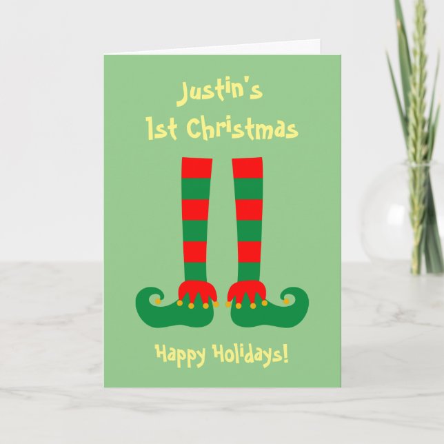 Baby's 1st Christmas grandson or granddaughter Holiday Card (Front)
