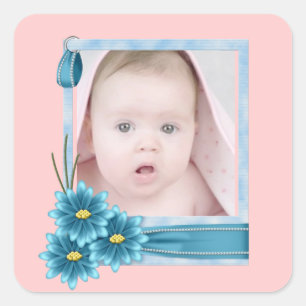 Babys 1st Christmas new Baby Photo Square Sticker