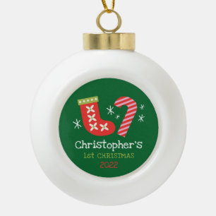 Baby's 1st Christmas Personalised Ceramic Ornament
