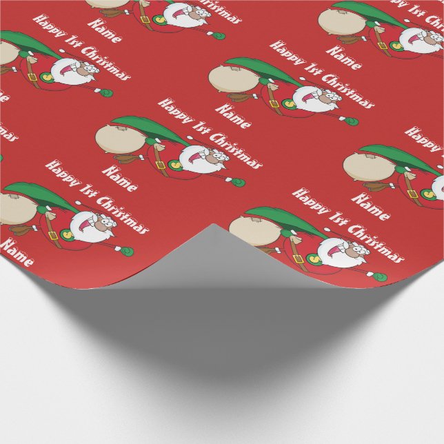 Babys 1st Christmas Personalised Superman Santa Wrapping Paper (Corner)
