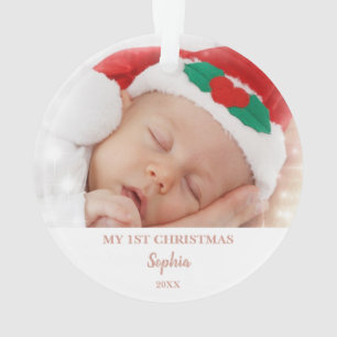 Baby's 1st Christmas Photo Glitter Sloth Name Ornament